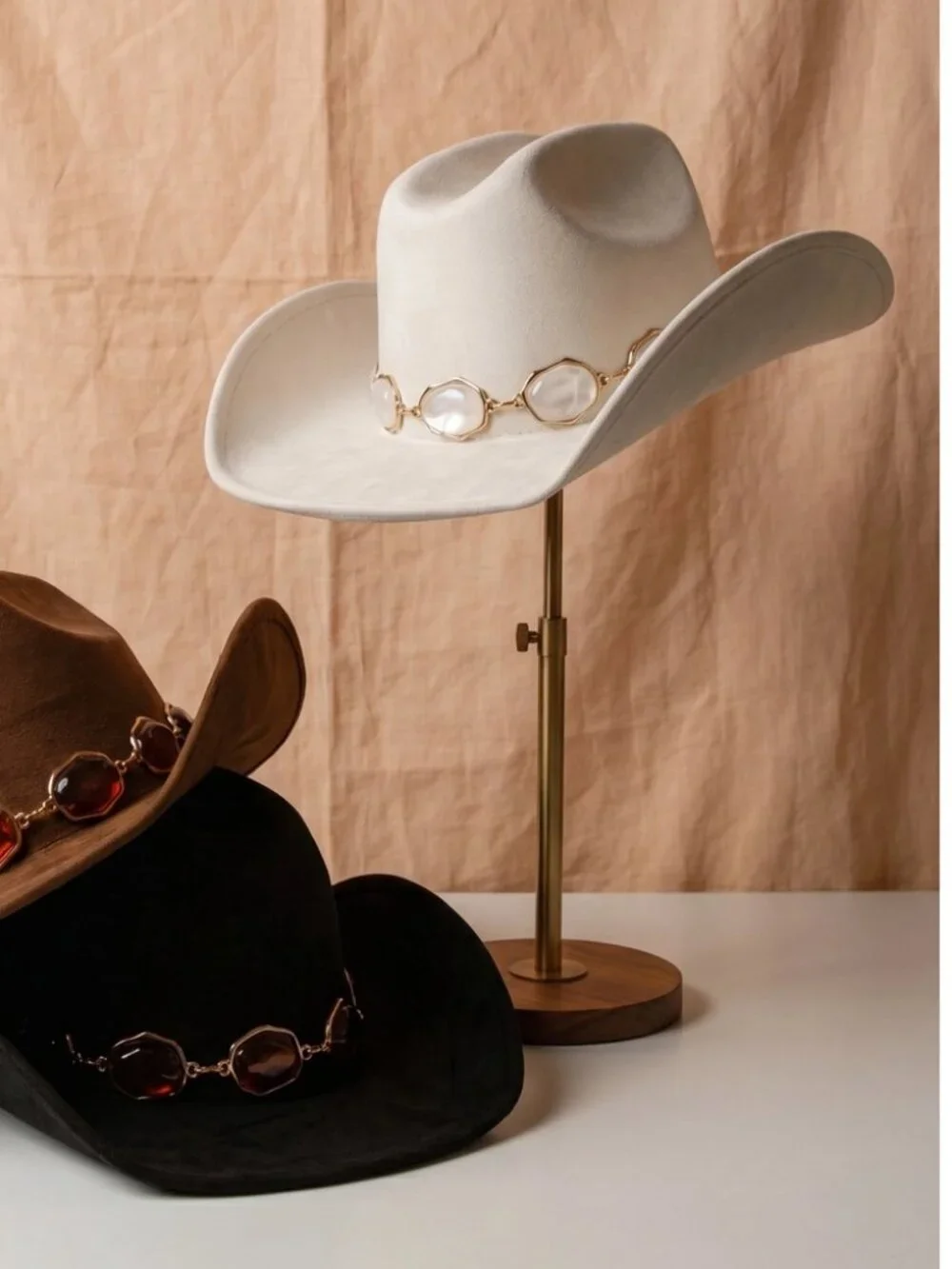 Stylish Oval Stone Concho Cowboy Hat